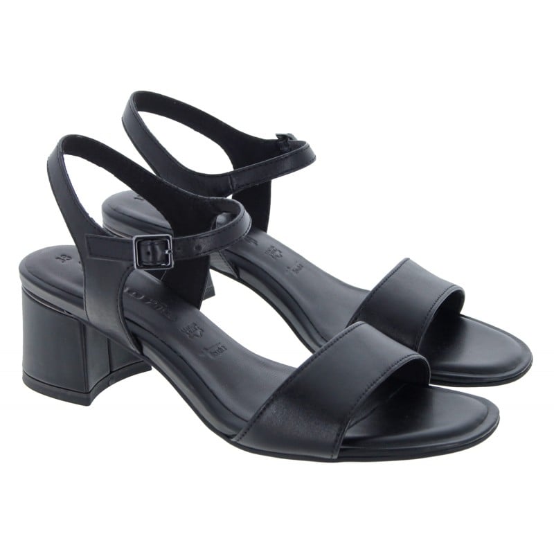 Ladies black hot sale heeled sandals